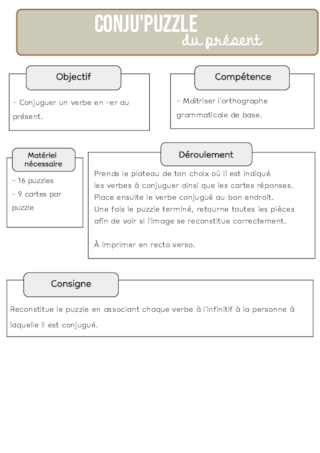 CONJU'PUZZLE du présent : verbes en -er