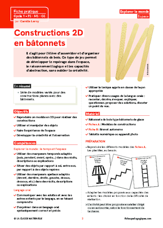 Constructions 2D en bâtonnets