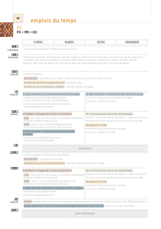 Emplois du temps et programmations GS 2024