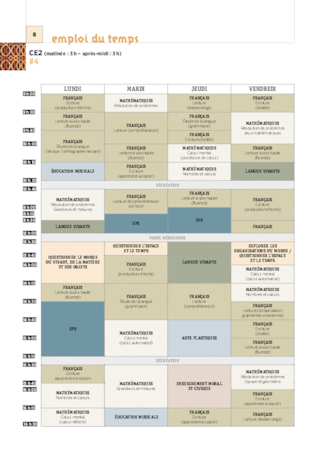 Emplois du temps, programmations CE2 2024