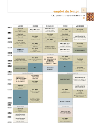 Emplois du temps, programmations CE2 2024