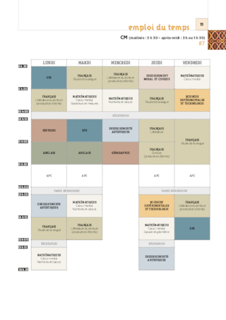 Emplois du temps, programmations CM1-CM2 2024