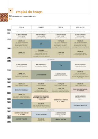 Emplois du temps, programmations CP 2024