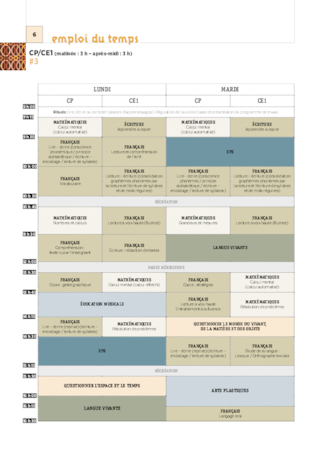 Emplois du temps, programmations CP 2024