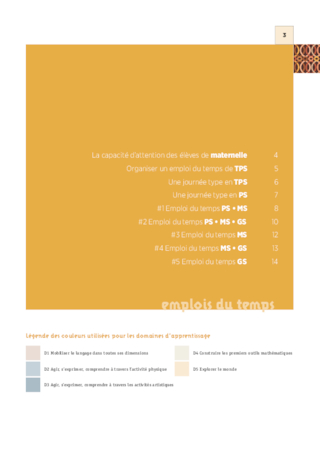 Emplois du temps, programmations et projets Cycle 1 2024