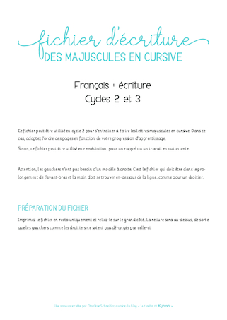 Fichier d'écriture - Des majuscules en cursive