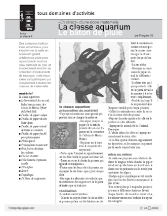 La classe aquarium/Le bâton de pluie - FichesPédagogiques.com