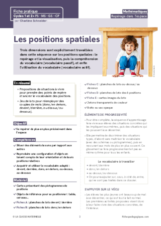 Les positions spatiales