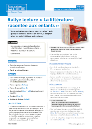 Rallye lecture « La littérature racontée aux enfants »