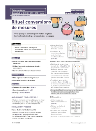 Rituel conversions de mesures