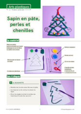 Sapin en pâte, perles et chenilles